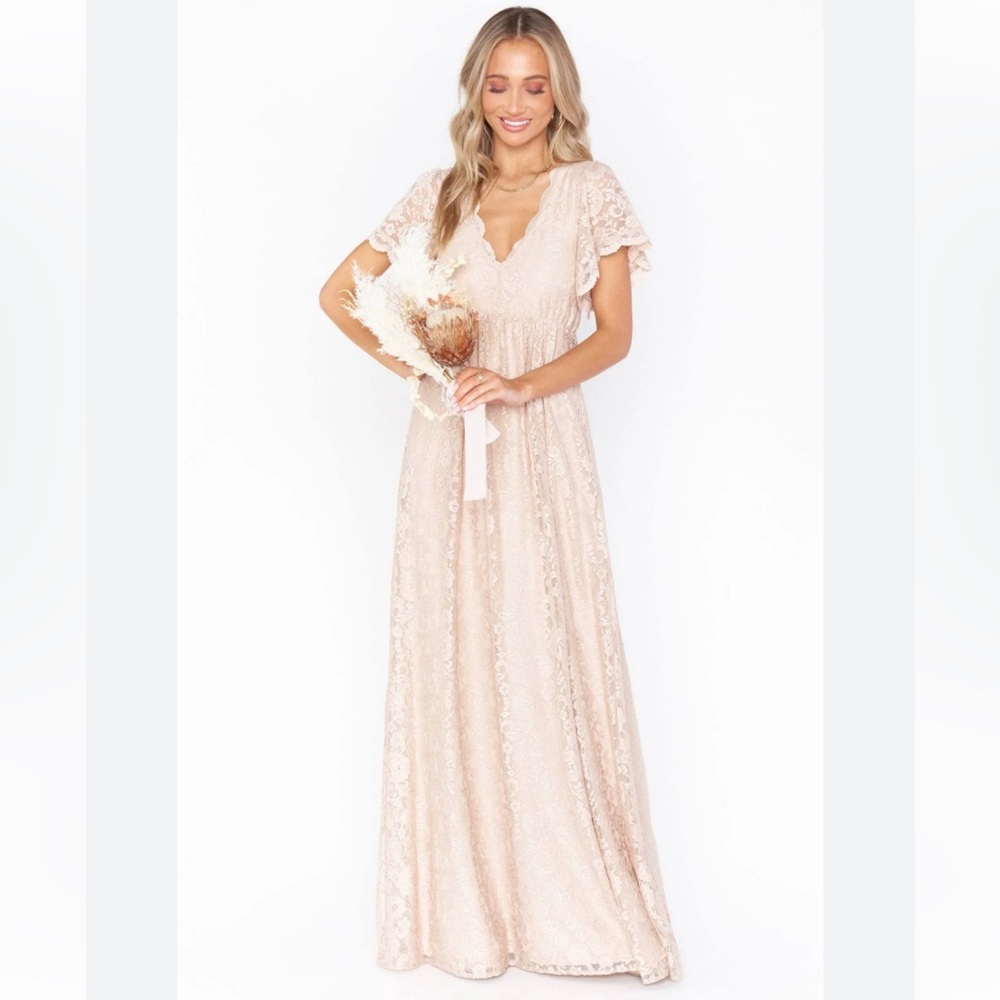 Show Me Your MuMu Sandra Lace Champagne Maxi Dress